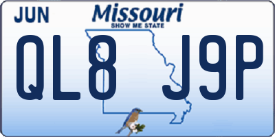 MO license plate QL8J9P