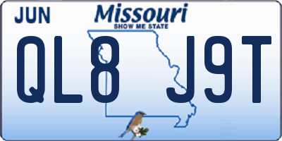 MO license plate QL8J9T
