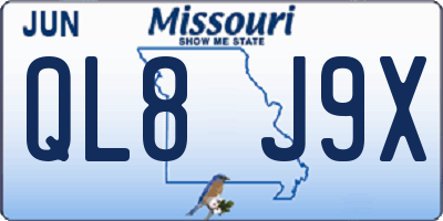MO license plate QL8J9X