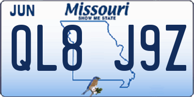 MO license plate QL8J9Z