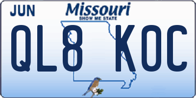 MO license plate QL8K0C