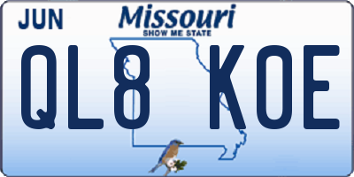MO license plate QL8K0E
