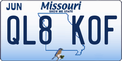 MO license plate QL8K0F