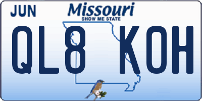 MO license plate QL8K0H