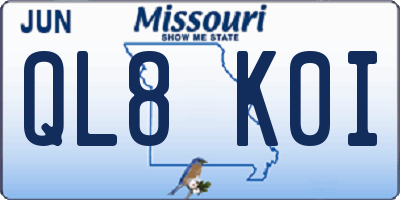 MO license plate QL8K0I