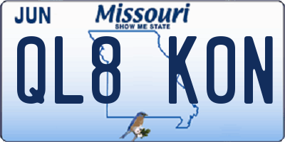 MO license plate QL8K0N
