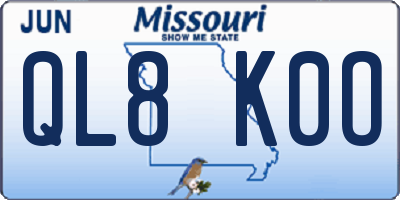 MO license plate QL8K0O
