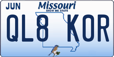 MO license plate QL8K0R