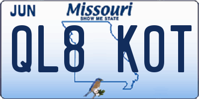 MO license plate QL8K0T