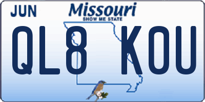 MO license plate QL8K0U