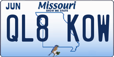 MO license plate QL8K0W