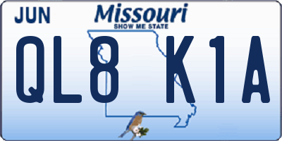 MO license plate QL8K1A