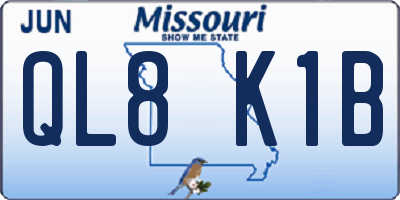 MO license plate QL8K1B