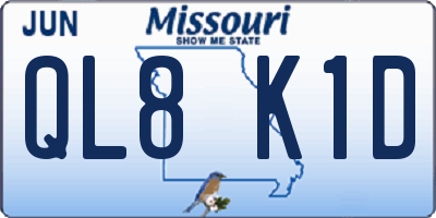 MO license plate QL8K1D