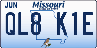 MO license plate QL8K1E