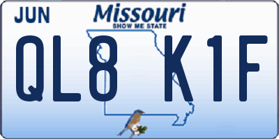 MO license plate QL8K1F