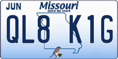 MO license plate QL8K1G