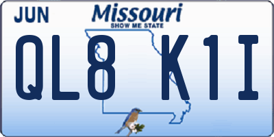 MO license plate QL8K1I