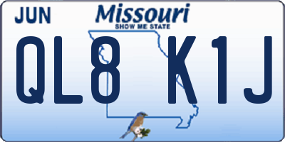 MO license plate QL8K1J