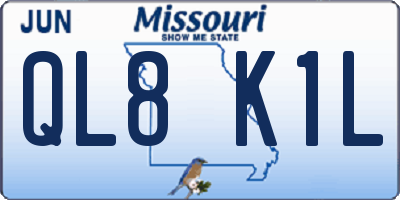 MO license plate QL8K1L