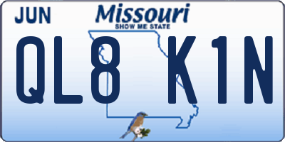 MO license plate QL8K1N