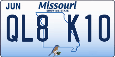 MO license plate QL8K1O