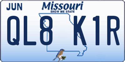 MO license plate QL8K1R