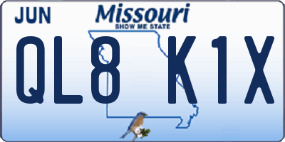 MO license plate QL8K1X