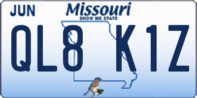 MO license plate QL8K1Z