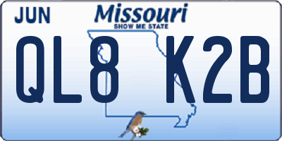 MO license plate QL8K2B