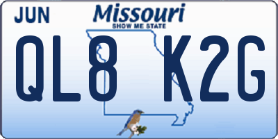 MO license plate QL8K2G