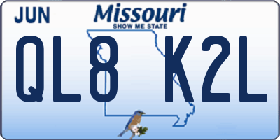 MO license plate QL8K2L