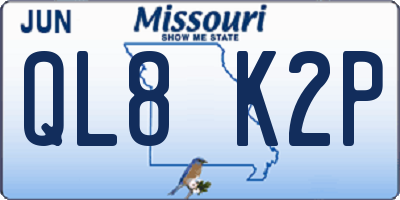 MO license plate QL8K2P