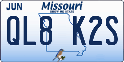 MO license plate QL8K2S