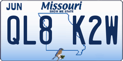 MO license plate QL8K2W