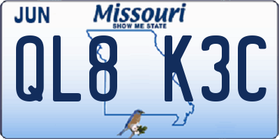 MO license plate QL8K3C
