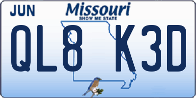 MO license plate QL8K3D