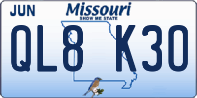 MO license plate QL8K3O