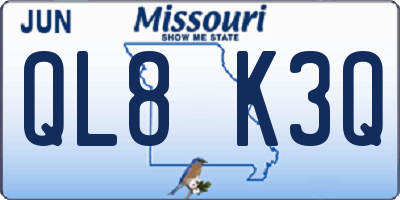 MO license plate QL8K3Q
