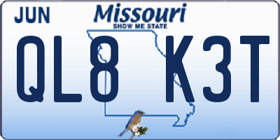 MO license plate QL8K3T