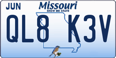 MO license plate QL8K3V
