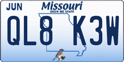 MO license plate QL8K3W