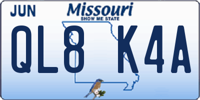 MO license plate QL8K4A