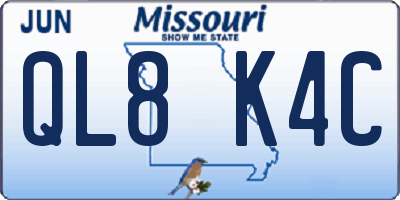 MO license plate QL8K4C