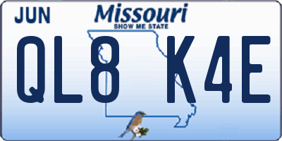 MO license plate QL8K4E