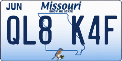 MO license plate QL8K4F
