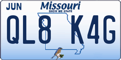 MO license plate QL8K4G