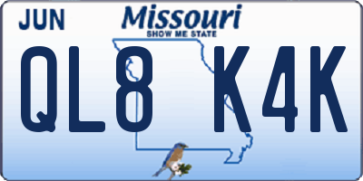 MO license plate QL8K4K