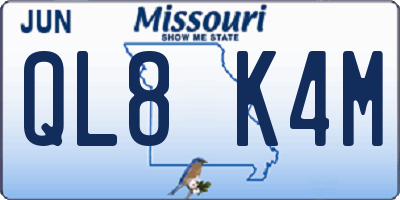 MO license plate QL8K4M