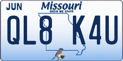 MO license plate QL8K4U